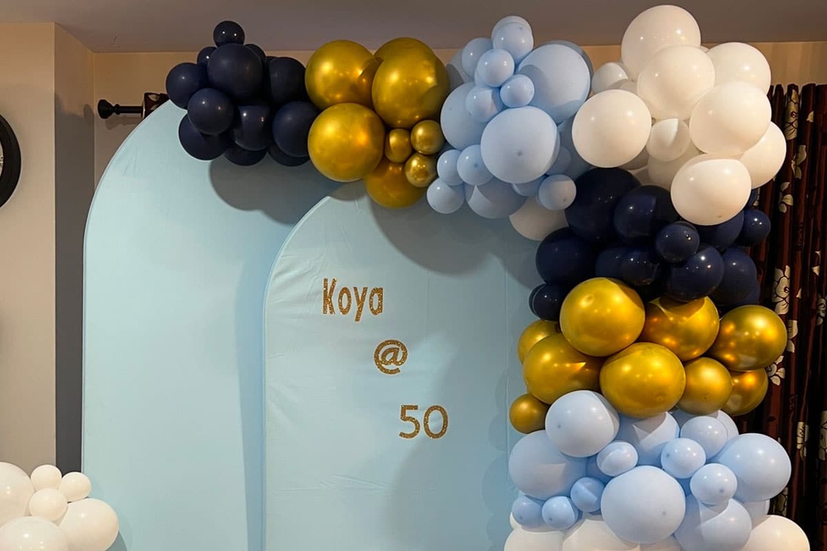 50th Birthday Balloon Display by DAMZ Events and Cakes.